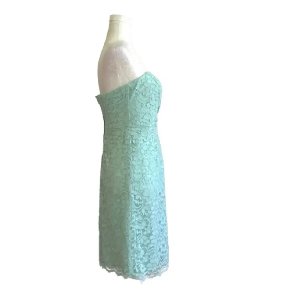 David’s Bridal Dress Mint Green Strapless Lace Gathered Cocktail Size 2 NEW - Picture 14 of 15